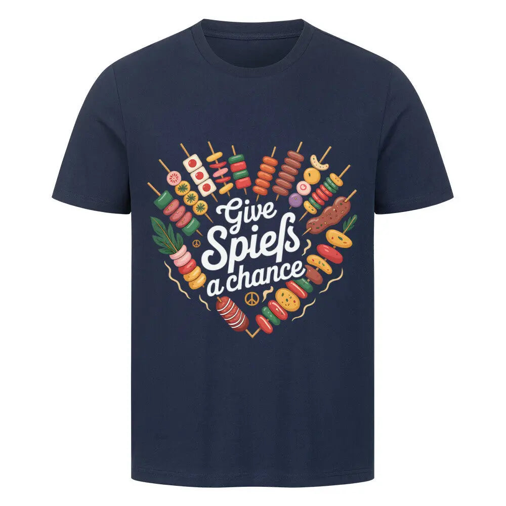 Give Spieße a Chance – Premium BBQ T-Shirt für Grillfans – Motivdruck in French Navy