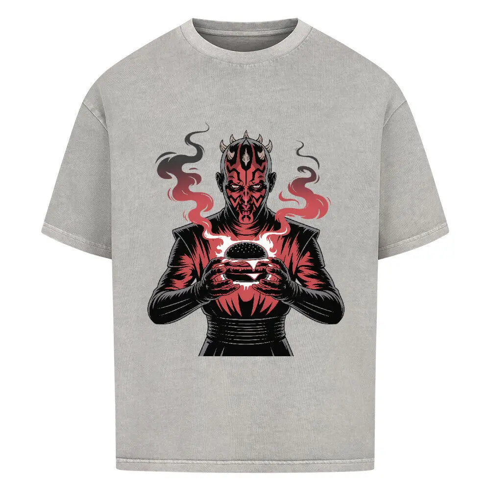 Darth Maul – The Dark Side of the Grill – Oversized Shirt – Motivdruck in Washed Grey