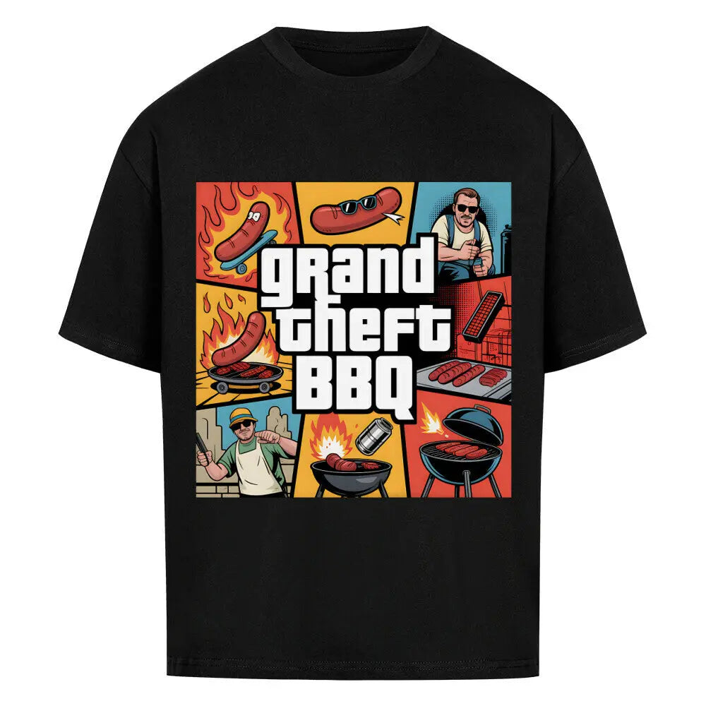 Grand Theft BBQ – Oversized Shirt – Motivdruck in Schwarz