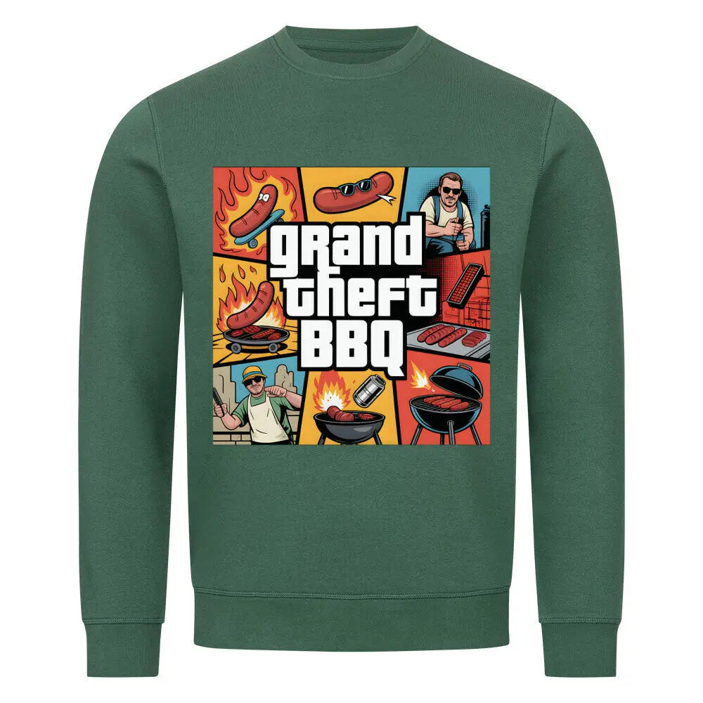 Grand Theft BBQ – Premium Organic Sweatshirt – Motivdruck in Varsity Green