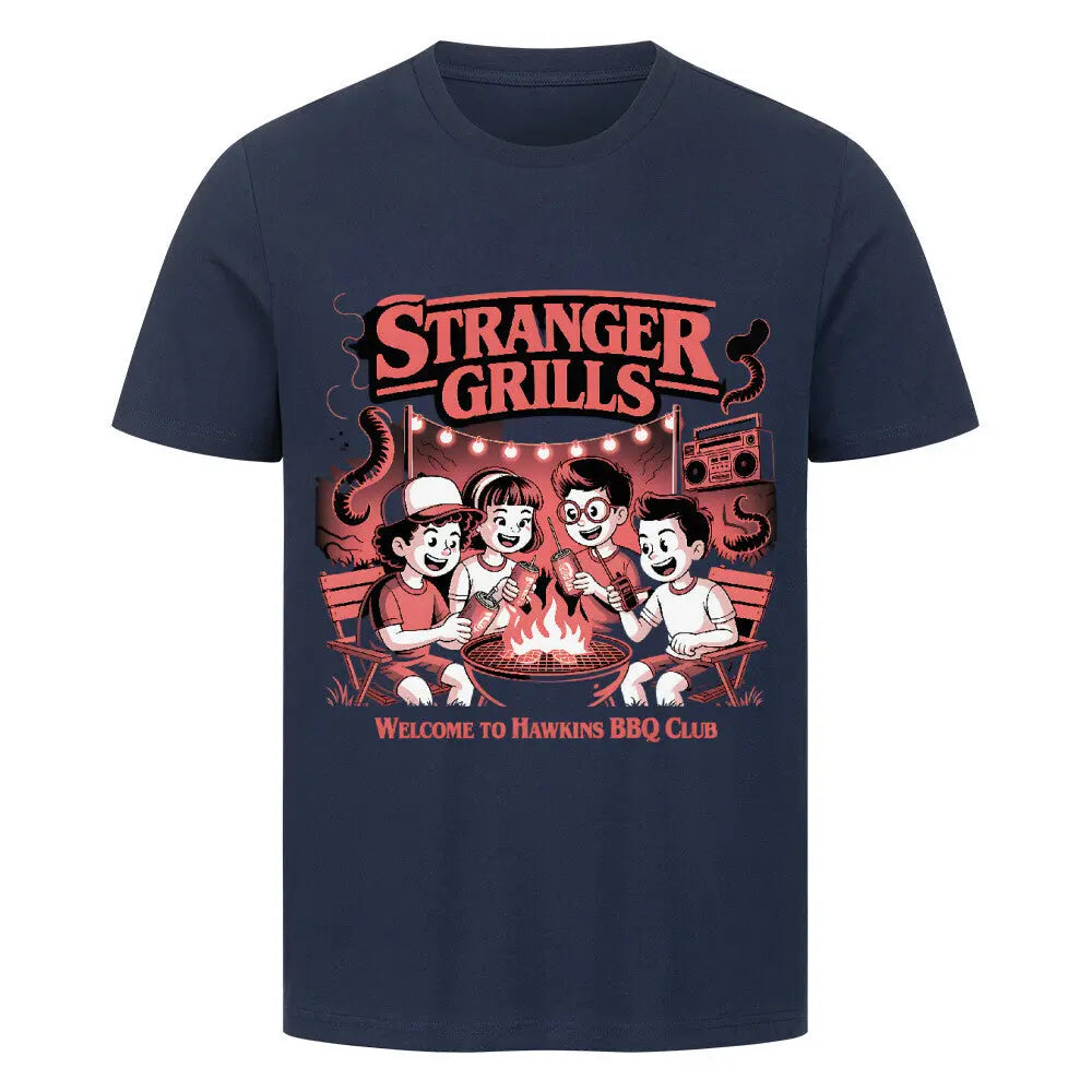 STRANGER GRILLS – Premium T-Shirt – Motivdruck in French Navy