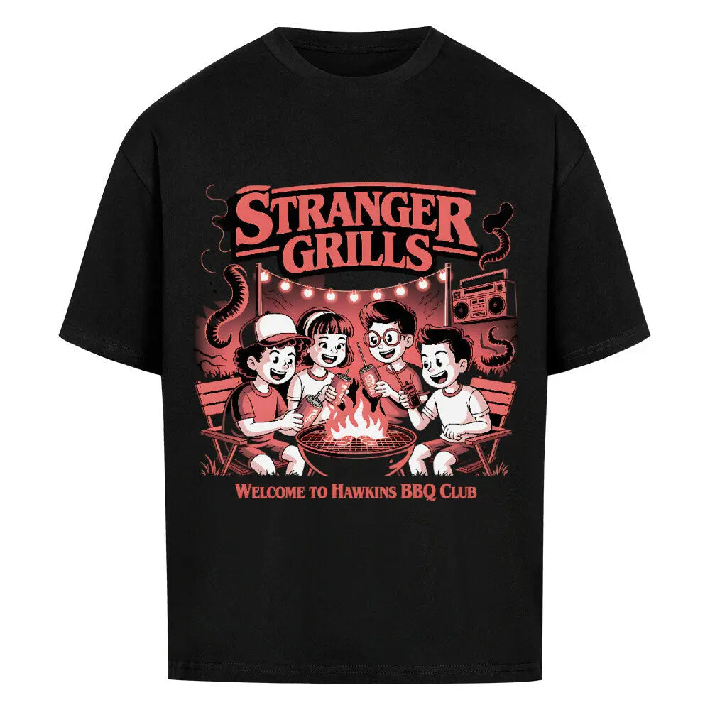 STRANGER GRILLS – Oversized Shirt – Motivdruck in Schwarz