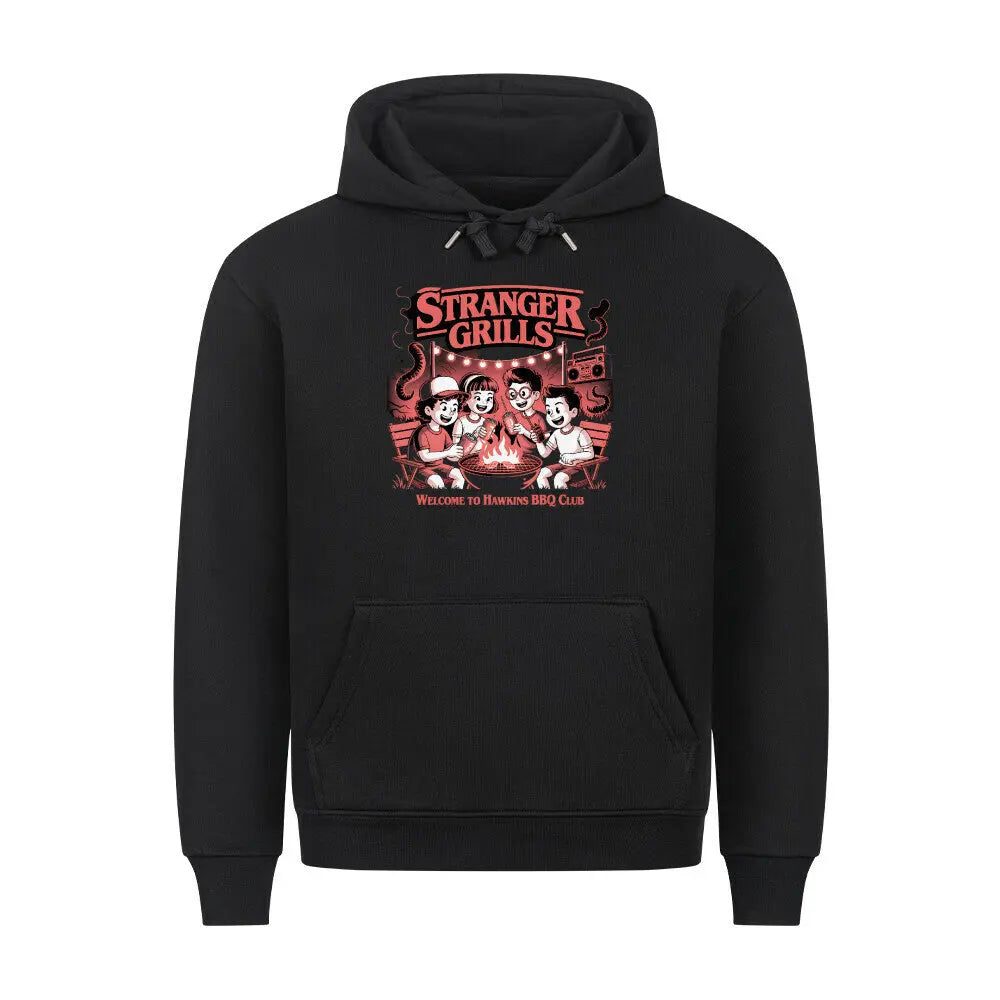 STRANGER GRILLS – Premium Hoodie – Motivdruck in Schwarz