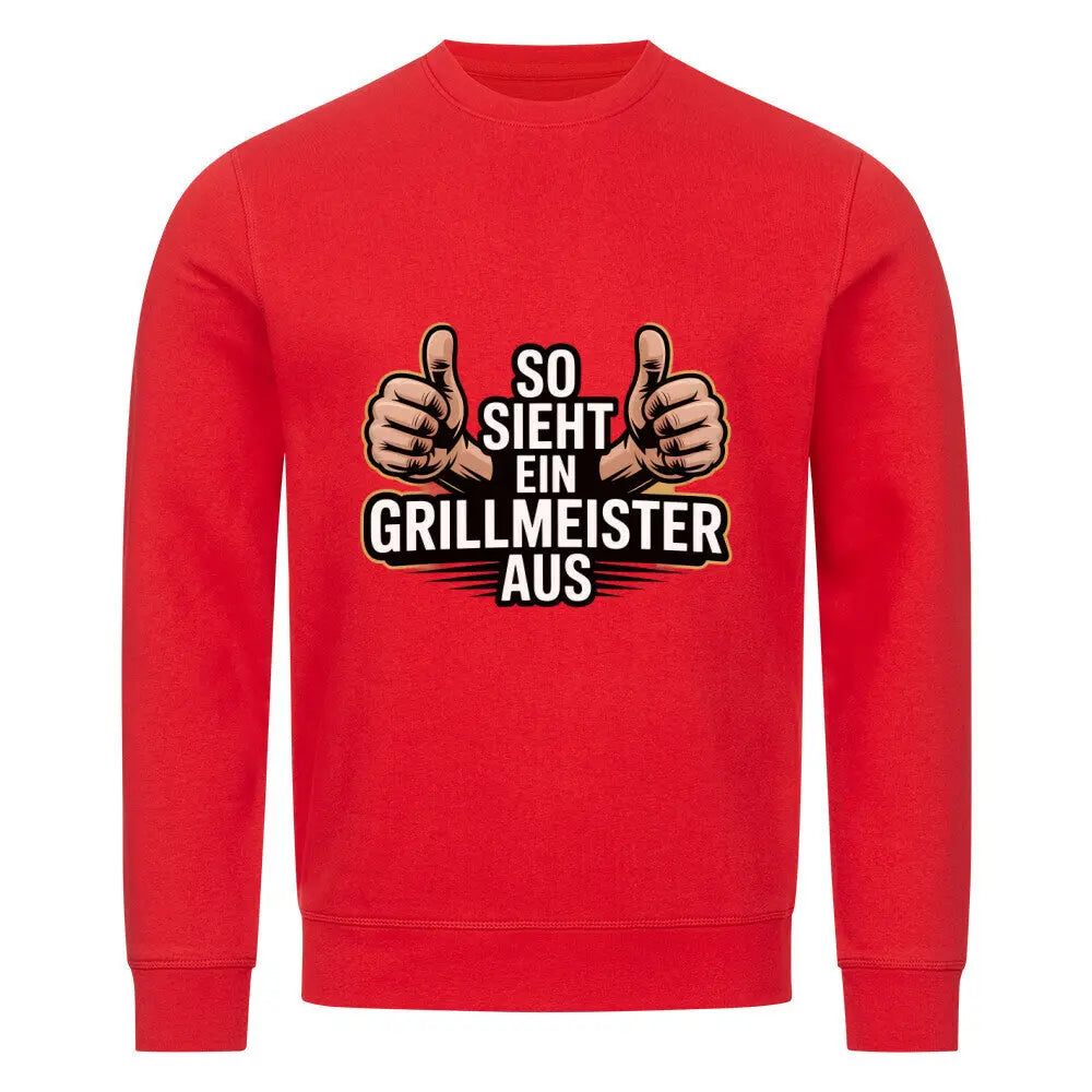 So sieht ein Grillmeister aus – Premium Organic Sweatshirt – Motivdruck in Bright Red