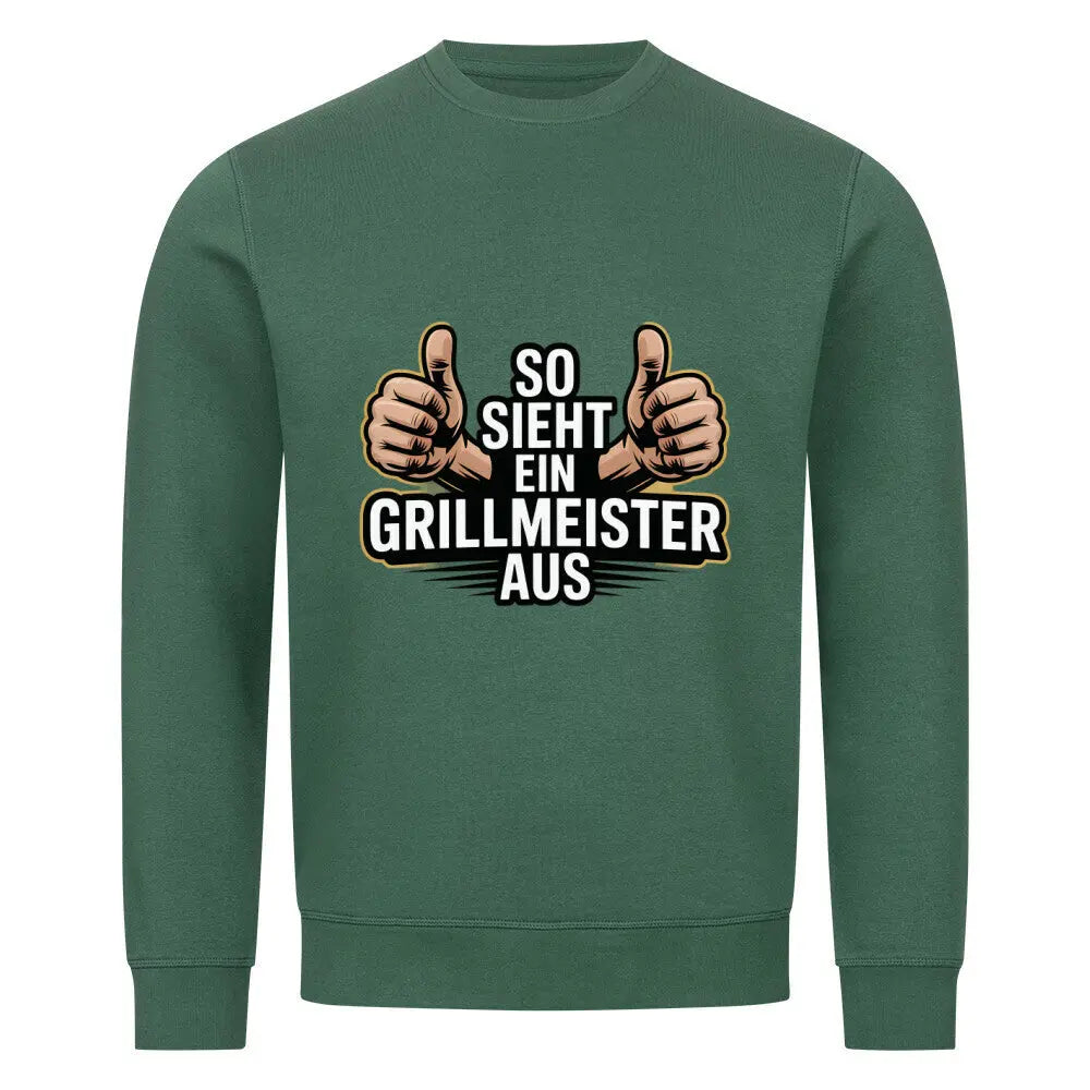So sieht ein Grillmeister aus – Premium Organic Sweatshirt – Motivdruck in Varsity Green