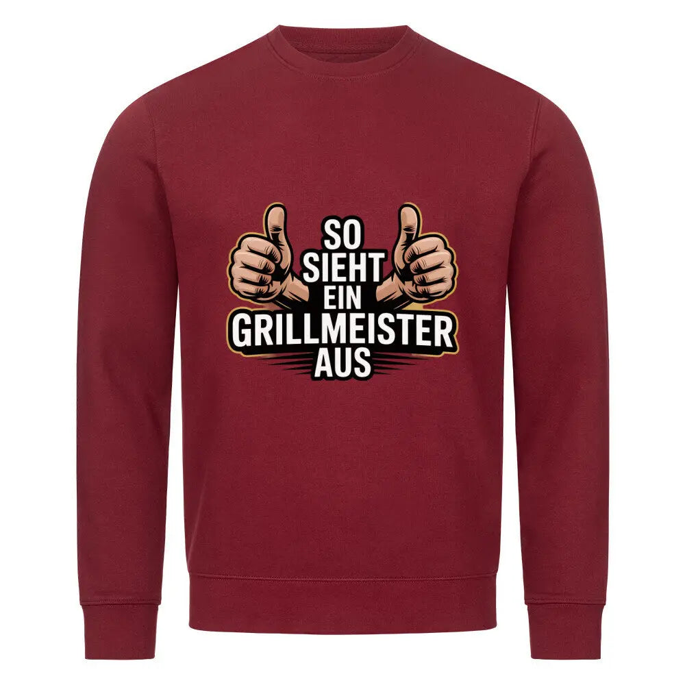 So sieht ein Grillmeister aus – Premium Organic Sweatshirt – Motivdruck in Burgunder