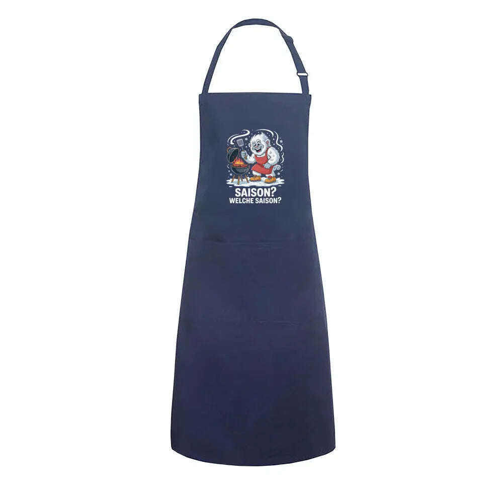 Saison? Welche Saison? – Grillschürze für Ganzjahres-Griller – Motivdruck in Navy