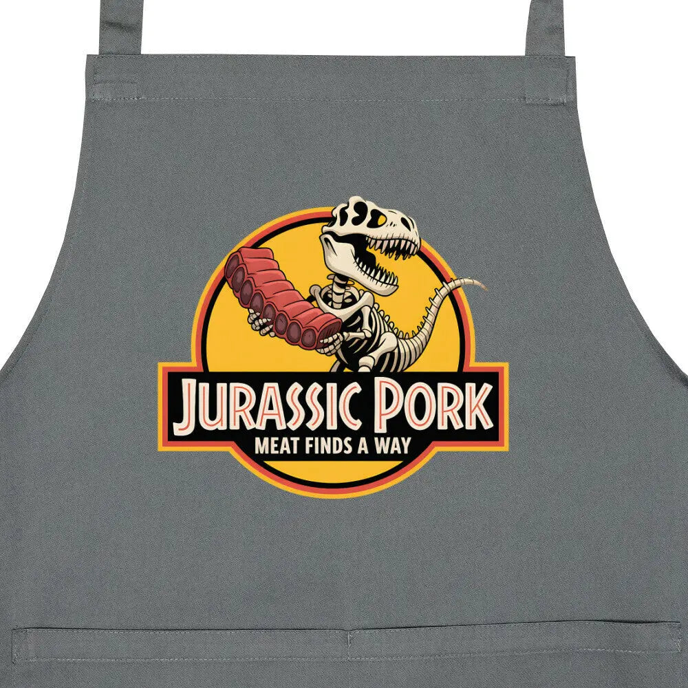 Jurassic Pork – Grillschürze für echte Fleisch-Fans – Motivdruck in Anthrazit, Nahaufnahme