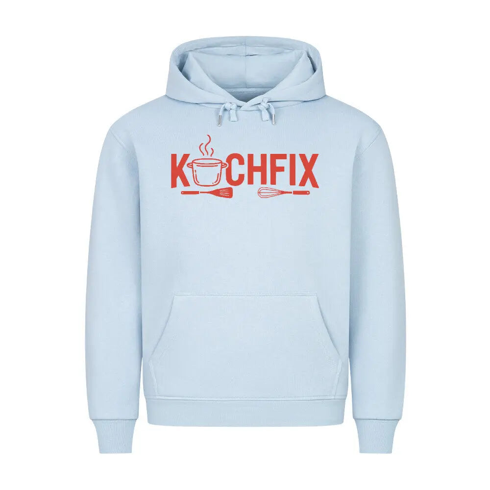 Kochfix – Premium Hoodie – Motivdruck in Babyblau