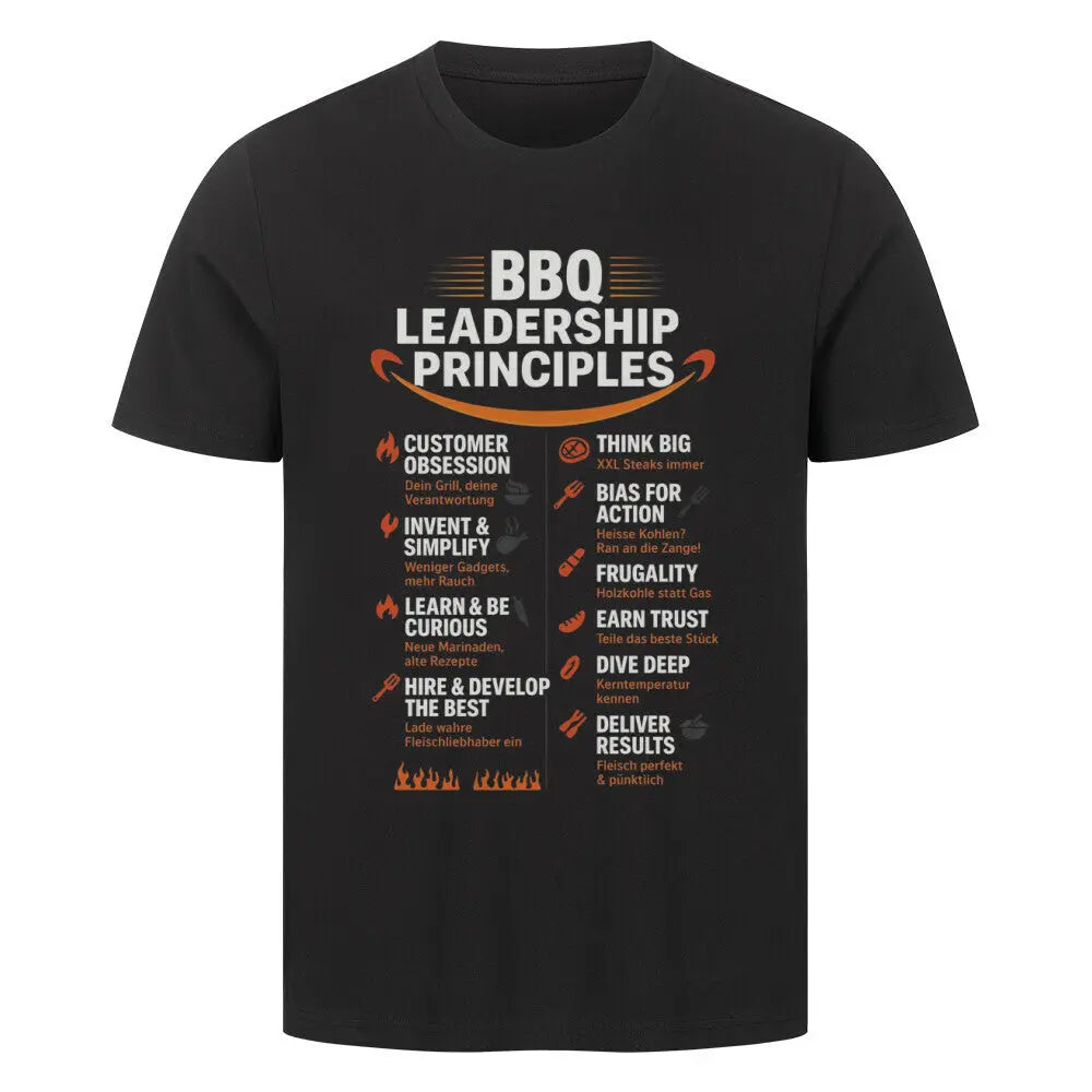 BBQ Leadership Principles – Premium T-Shirt – Motivdruck in Schwarz