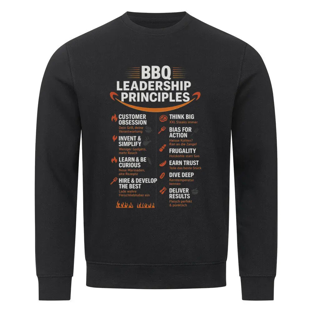 BBQ Leadership Principles – Premium Sweatshirt – Motivdruck in Schwarz