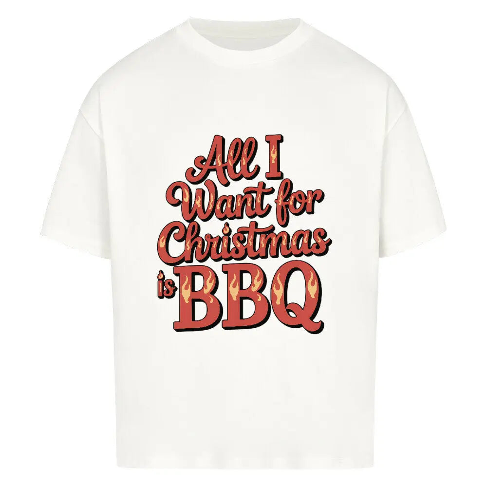 All I Want for Christmas is BBQ – Oversized Shirt – Motivdruck in Weiß