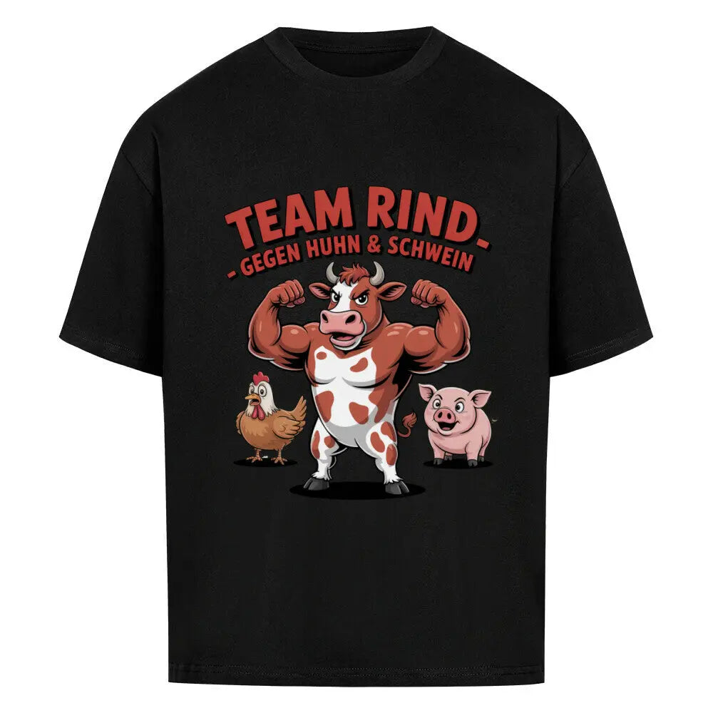 Team Rind – Oversized Shirt – Motivdruck in Schwarz