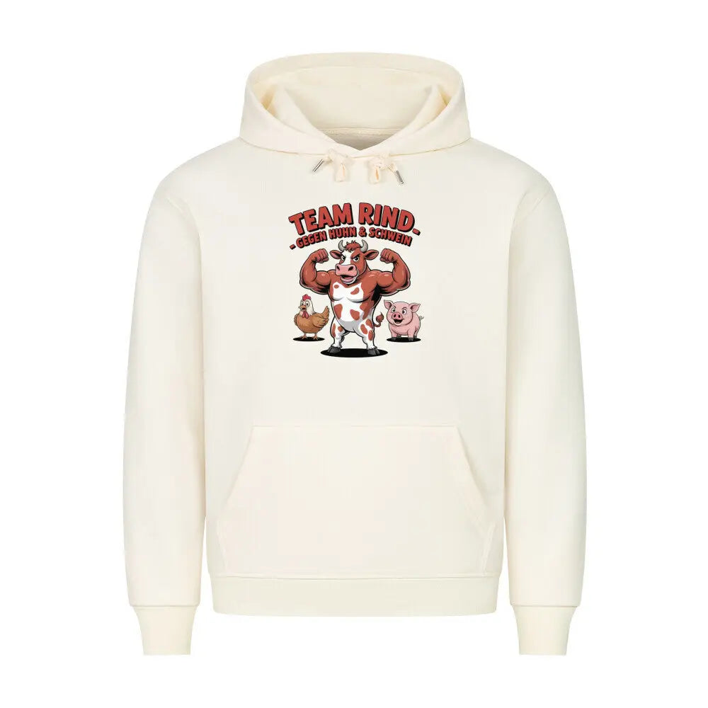 Team Rind – Premium Hoodie – Motivdruck in Beige