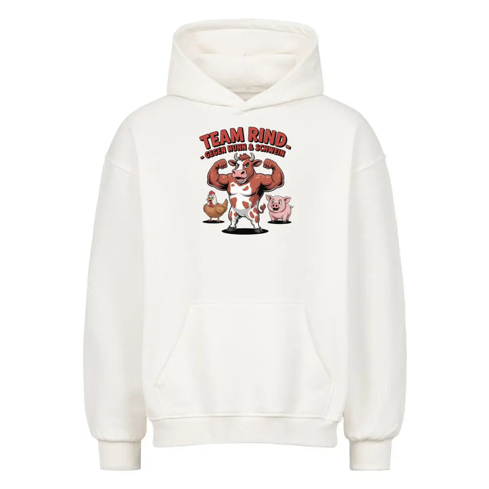 Team Rind – Oversized Hoodie – Motivdruck in Weiß