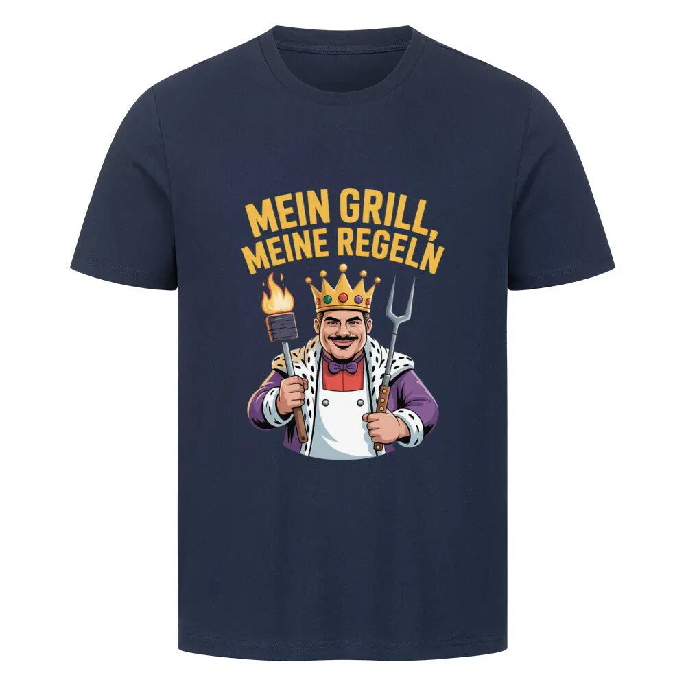 Mein Grill, Meine Regeln – Premium T-Shirt – Motivdruck in French Navy