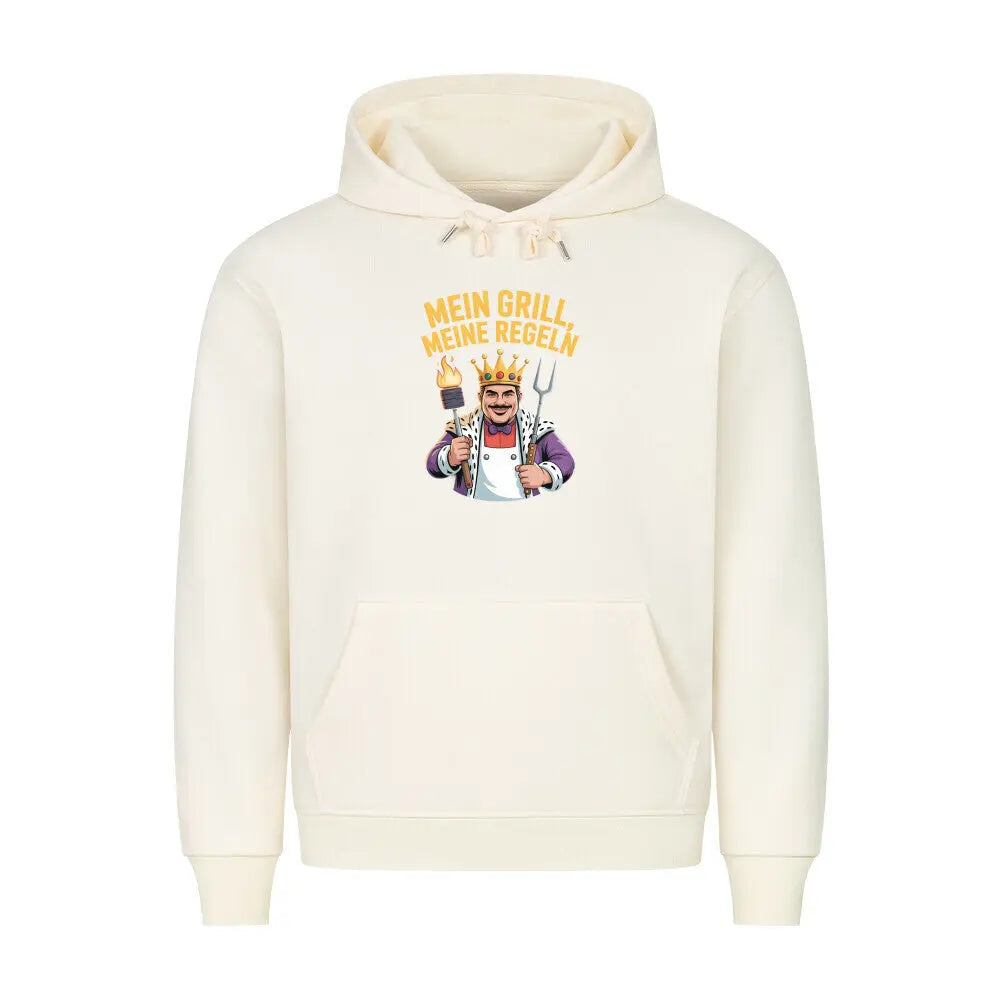 Mein Grill, Meine Regeln – Premium Hoodie – Motivdruck in Beige