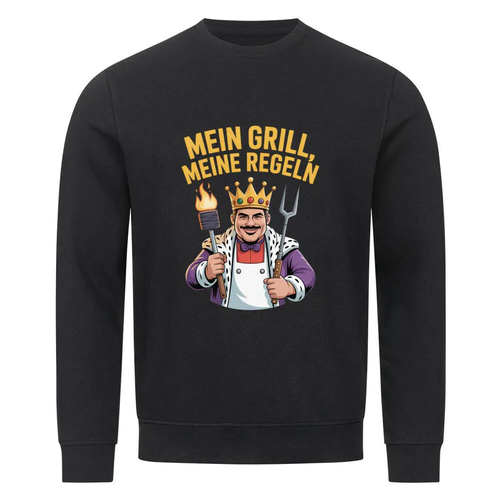 Mein Grill, Meine Regeln – Premium Sweatshirt – Motivdruck in Schwarz