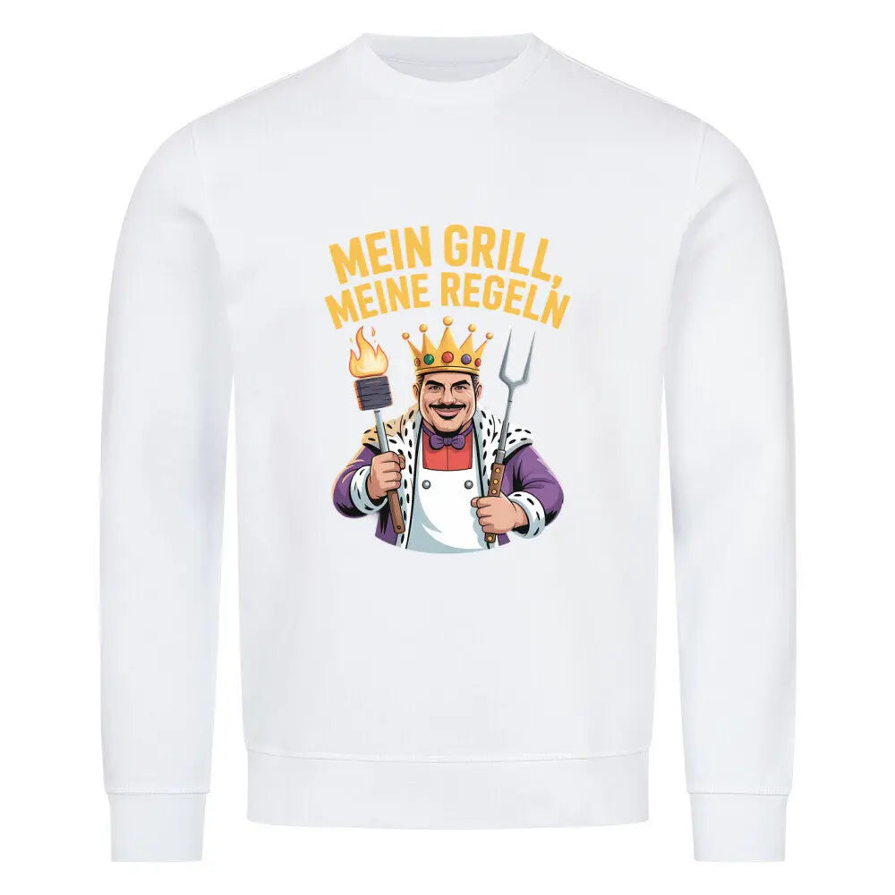 Mein Grill, Meine Regeln – Premium Sweatshirt – Motivdruck in Weiß