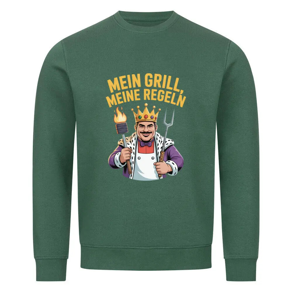 Mein Grill, Meine Regeln – Premium Sweatshirt – Motivdruck in Varsity Green