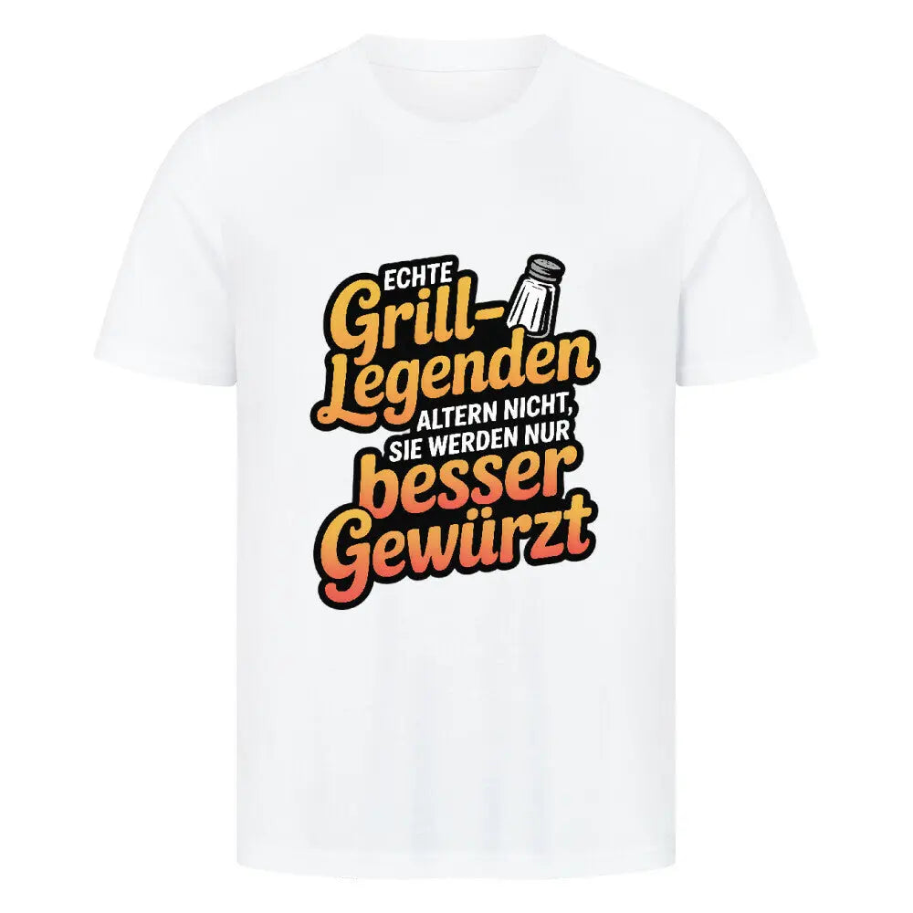 Echte Grill-Legenden – Premium T-Shirt – Motivdruck in Weiß