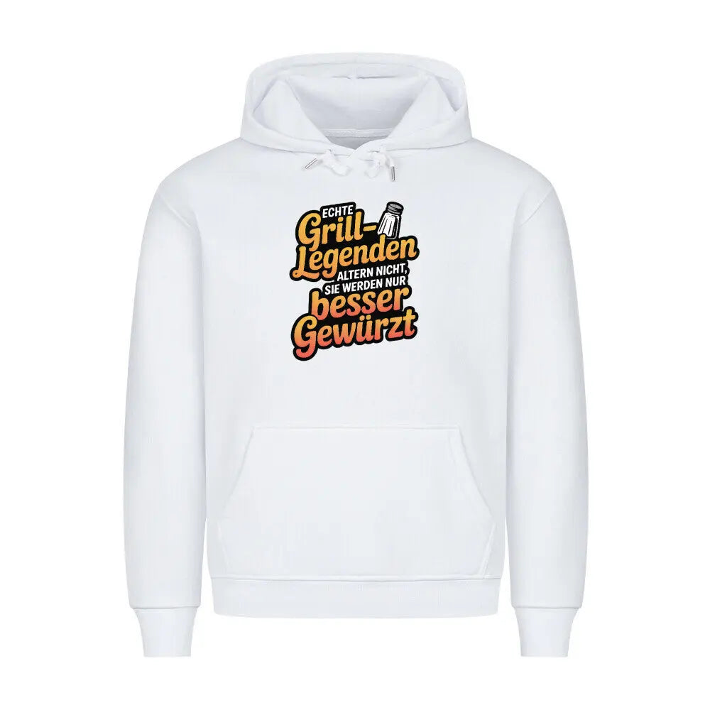 Echte Grill-Legenden – Premium Hoodie – Motivdruck in Weiß