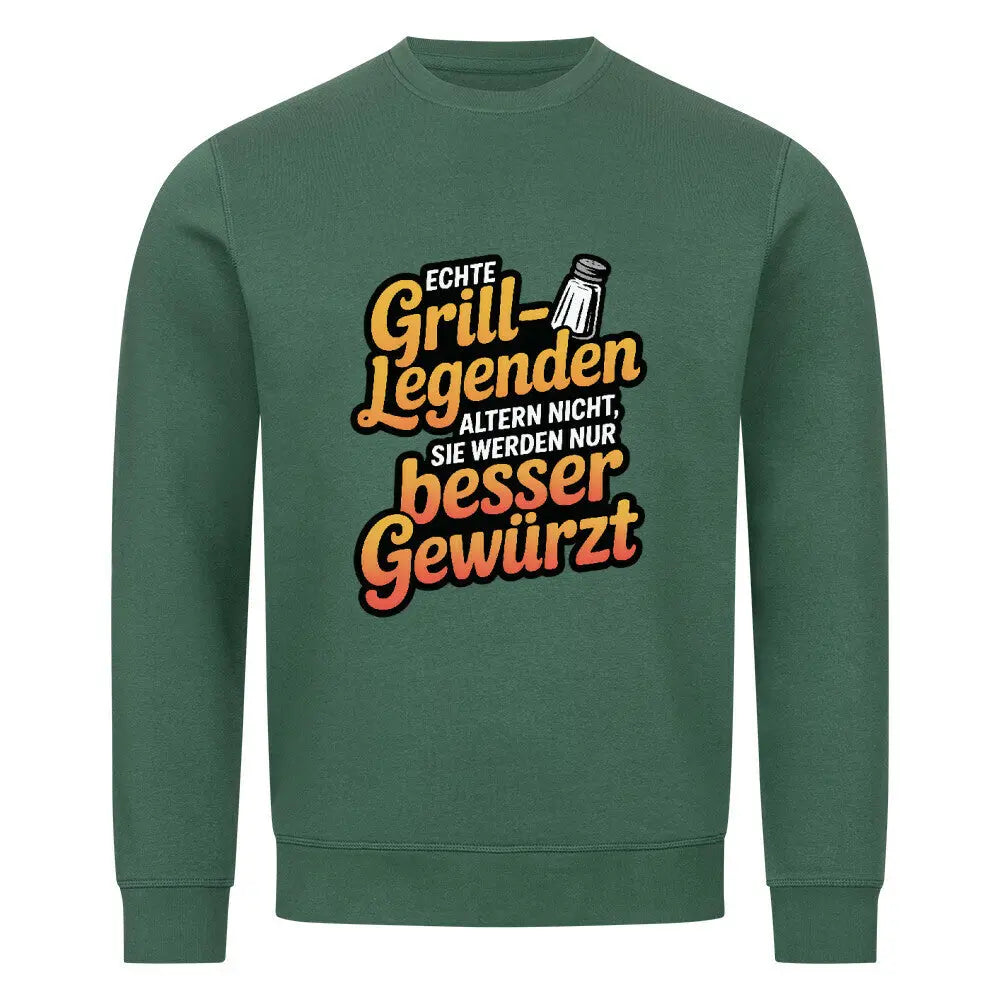 Echte Grill-Legenden – Premium Sweatshirt – Motivdruck in Varsity Green