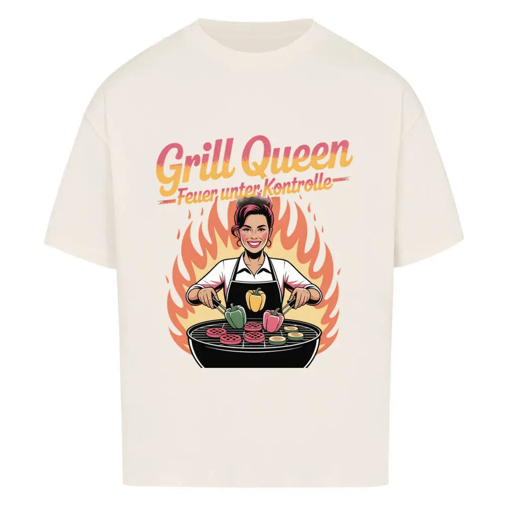 Grill Queen – Feuer unter Kontrolle – Oversized Shirt – Motivdruck in Natural Raw