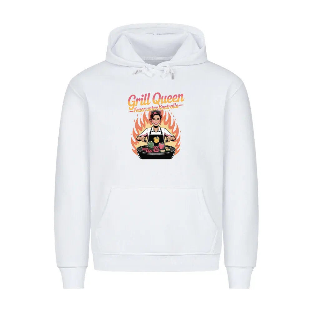 Grill Queen – Feuer unter Kontrolle – Premium Hoodie – Motivdruck in Weiß