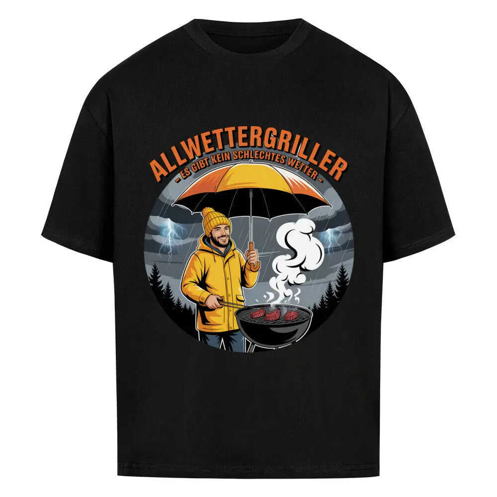 Allwettergriller – Oversized Shirt – Motivdruck in Schwarz