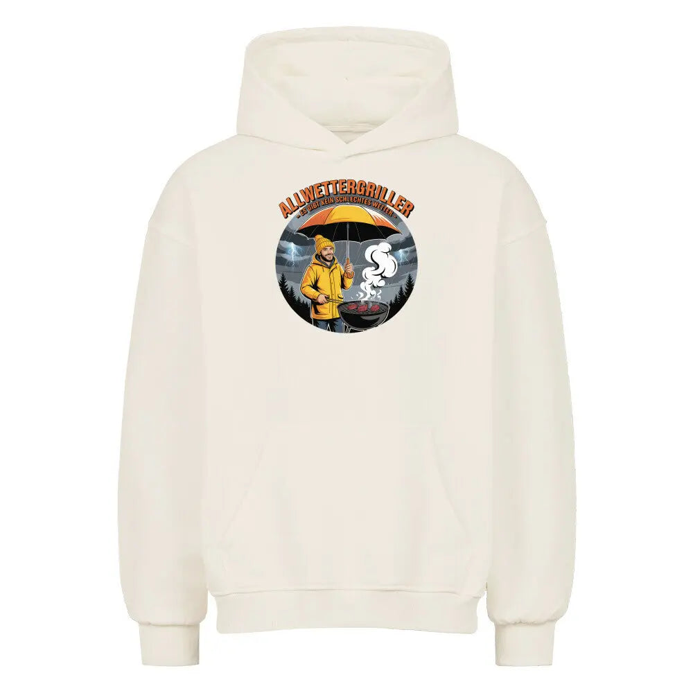 Allwettergriller – Oversized Hoodie – Motivdruck in Natural Raw