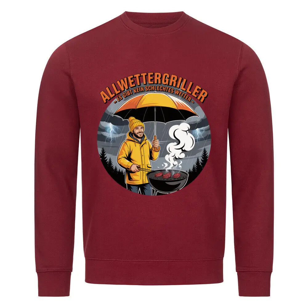Allwettergriller – Premium Sweatshirt – Motivdruck in Burgunder