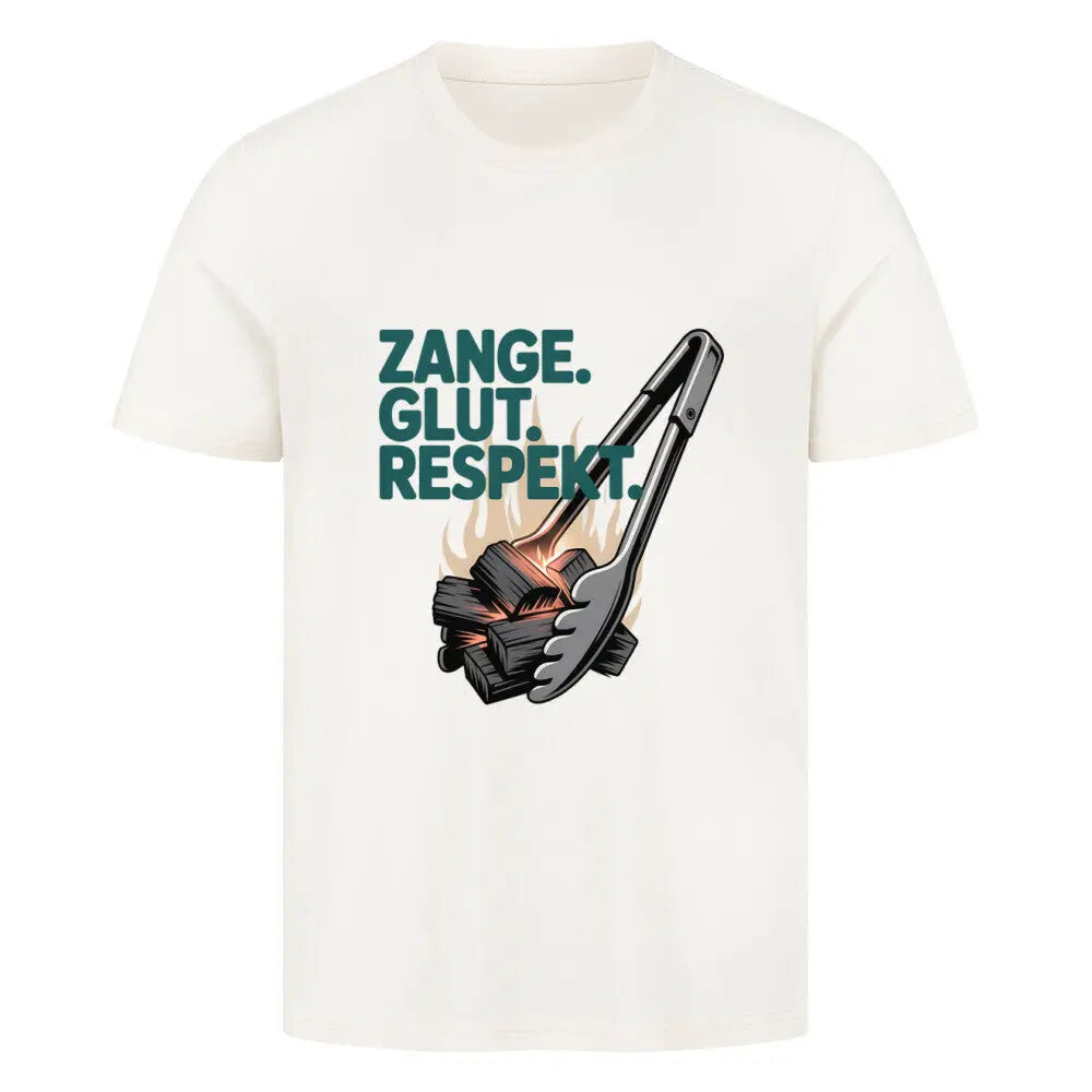 Zange. Glut. Respekt. – Premium T-Shirt – Motivdruck in Natural Raw
