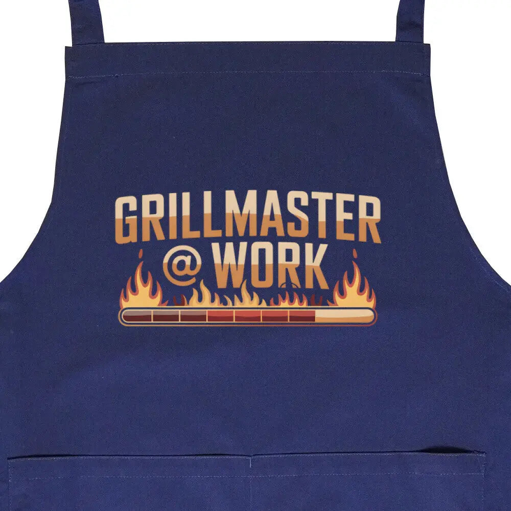 Grillmaster @ Work – Grillschürze – Motivdruck in Navy, Nahaufnahme