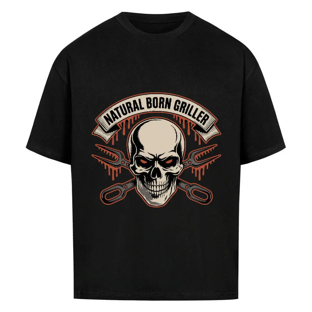 Natural Born Griller – Oversized Shirt – Motivdruck in Schwarz