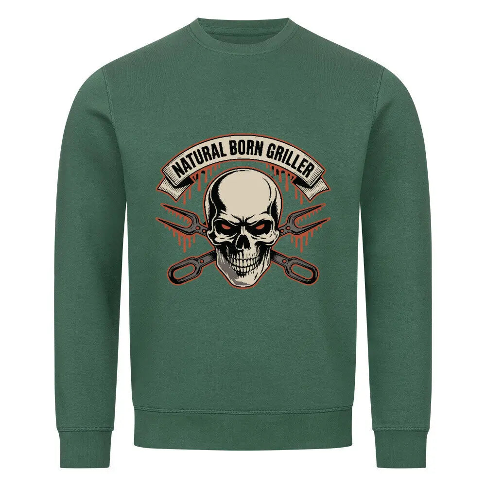 Natural Born Griller – Premium Sweatshirt – Motivdruck in Varsity Green