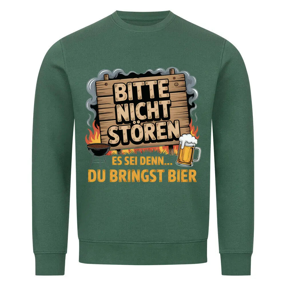 Bitte nicht stören – Bring Bier – Premium Sweatshirt – Motivdruck in Varsity Green