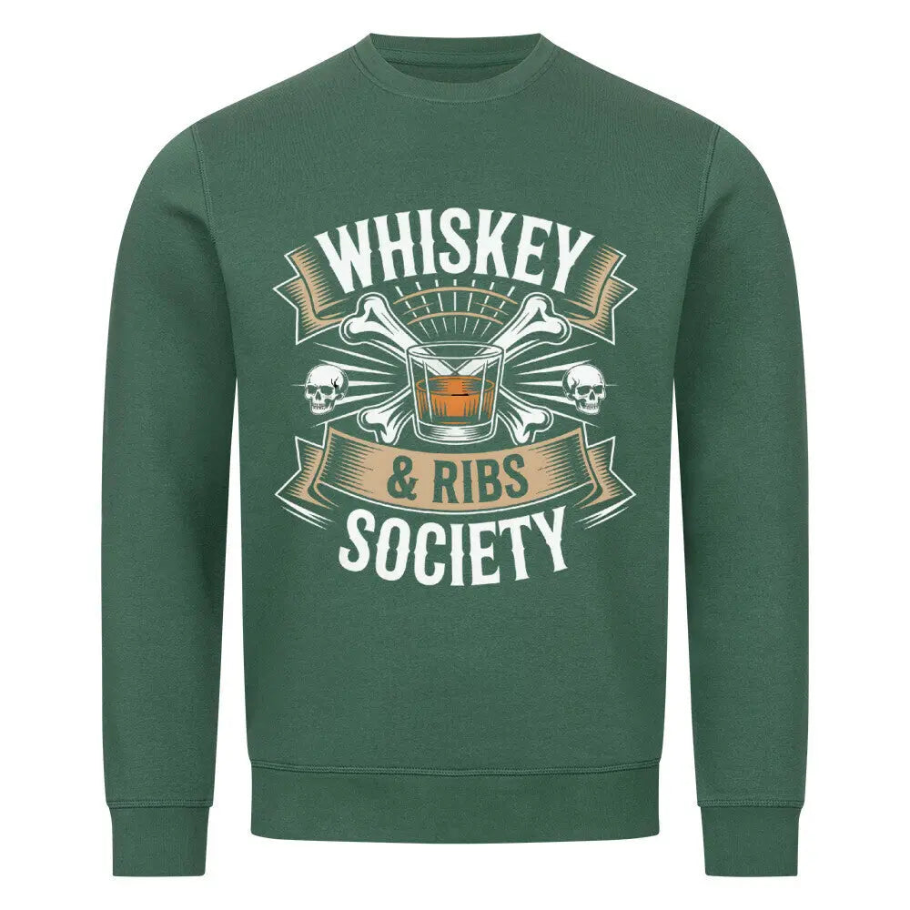 Whiskey & Ribs Society – Premium Sweatshirt – Motivdruck in Varsity Green