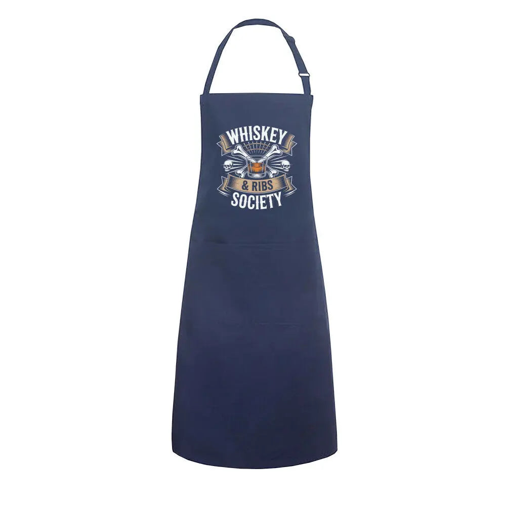 Whiskey & Ribs Society – Grillschürze – Motivdruck in Navy