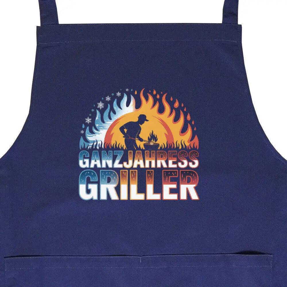 Ganzjahres-Griller – Grillschürze – Motivdruck in Navy, Nahaufnahme