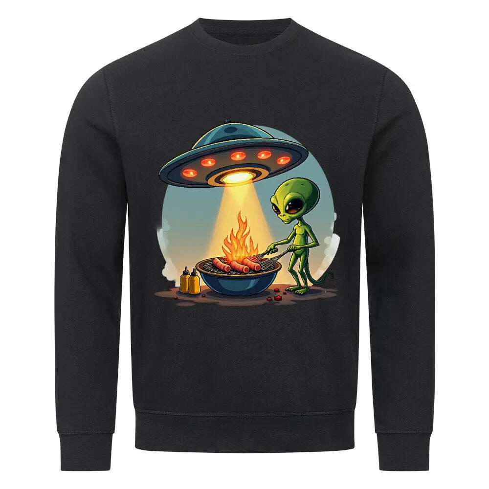 Alien BBQ – Intergalactic Grill Session – Premium Sweatshirt – Motivdruck in Schwarz