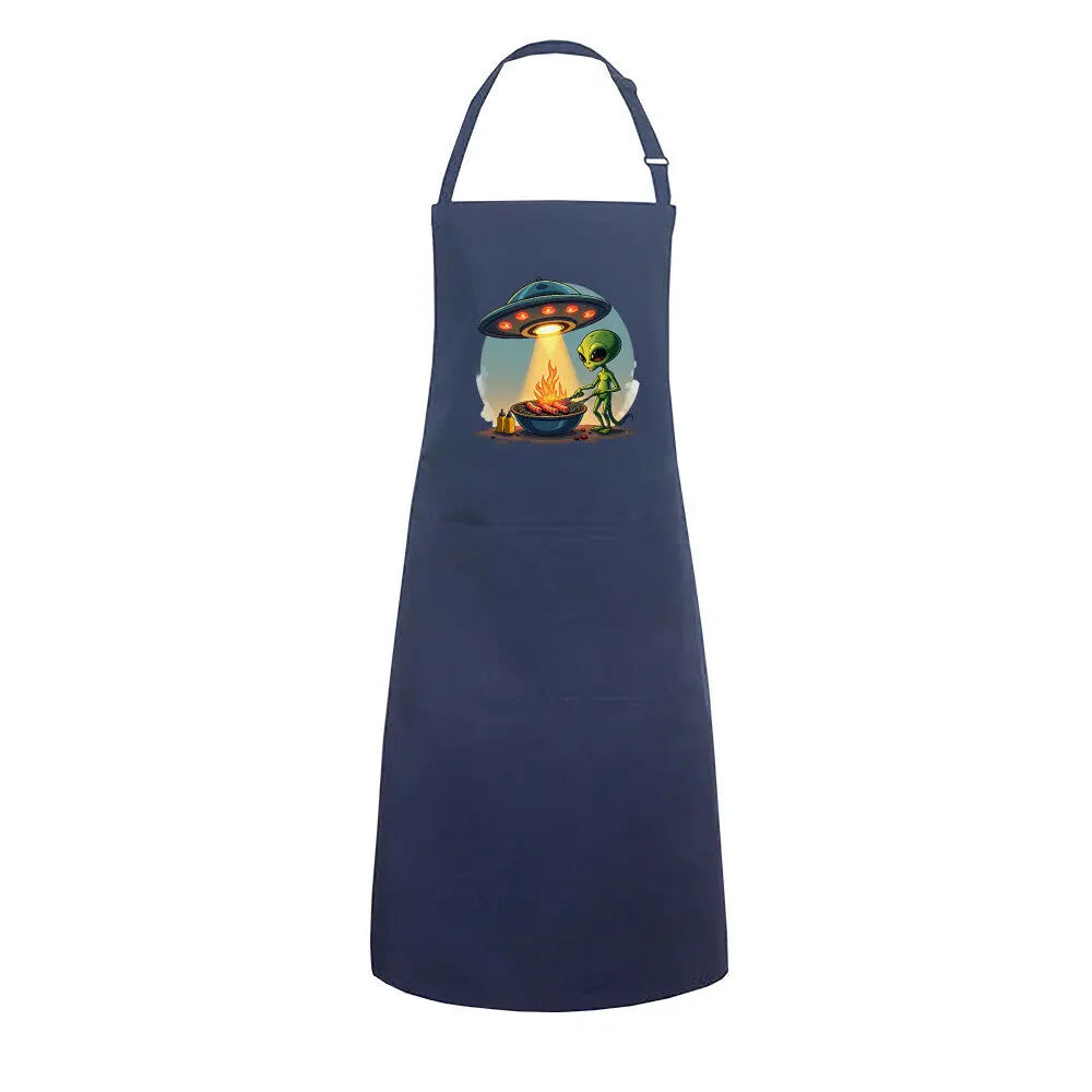 Alien BBQ – Intergalactic Grill Session – Grillschürze – Motivdruck in Navy