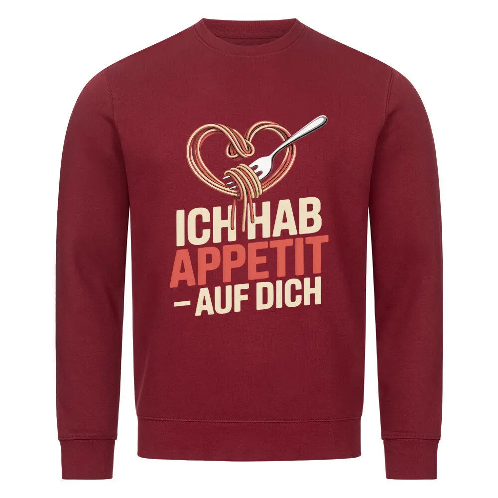 Ich hab Appetit auf Dich – Premium Organic Sweatshirt – Motivdruck in Burgunder