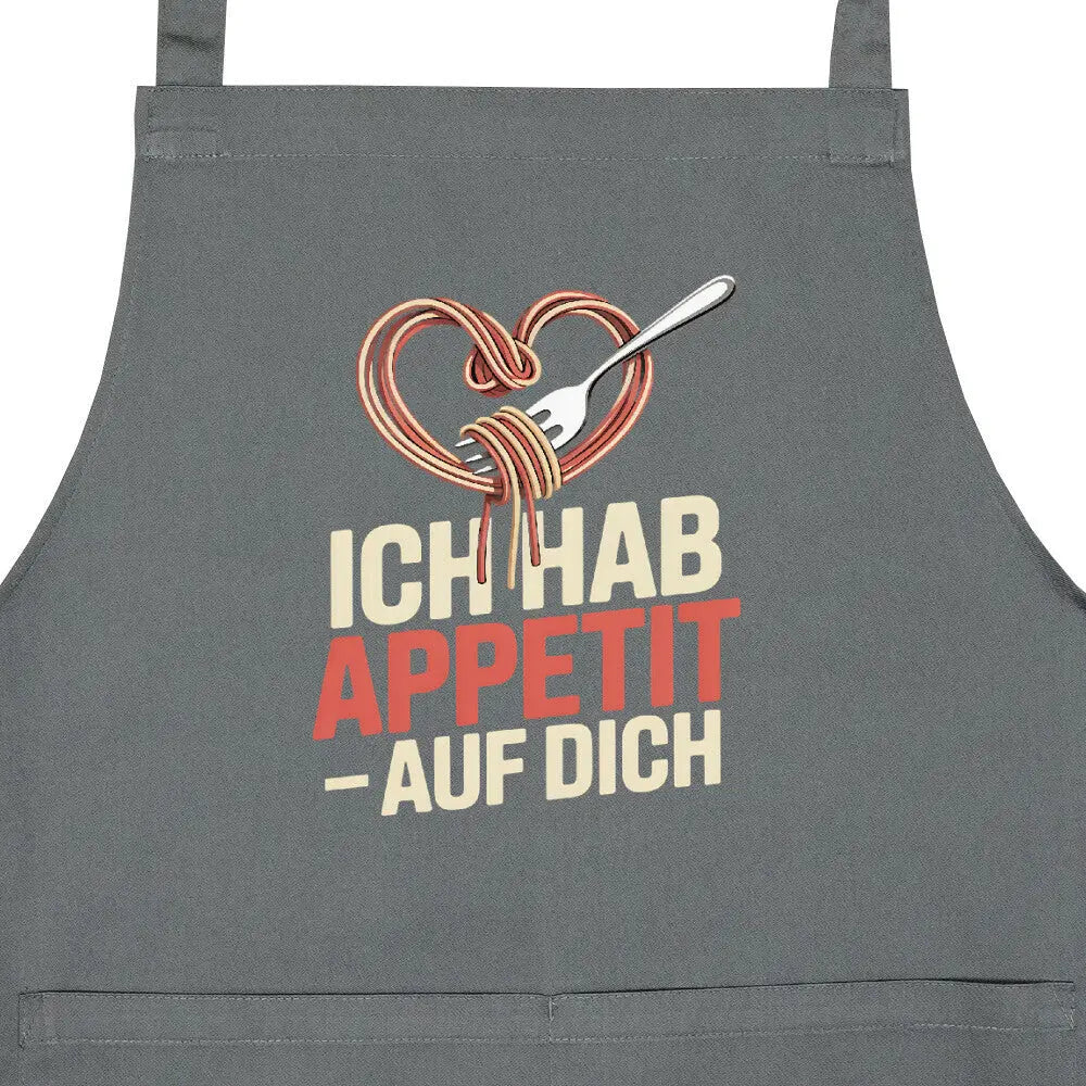 Ich hab Appetit auf Dich – Premium Grill- & Kochschürze – Motivdruck in Anthrazit, Nahaufnahme
