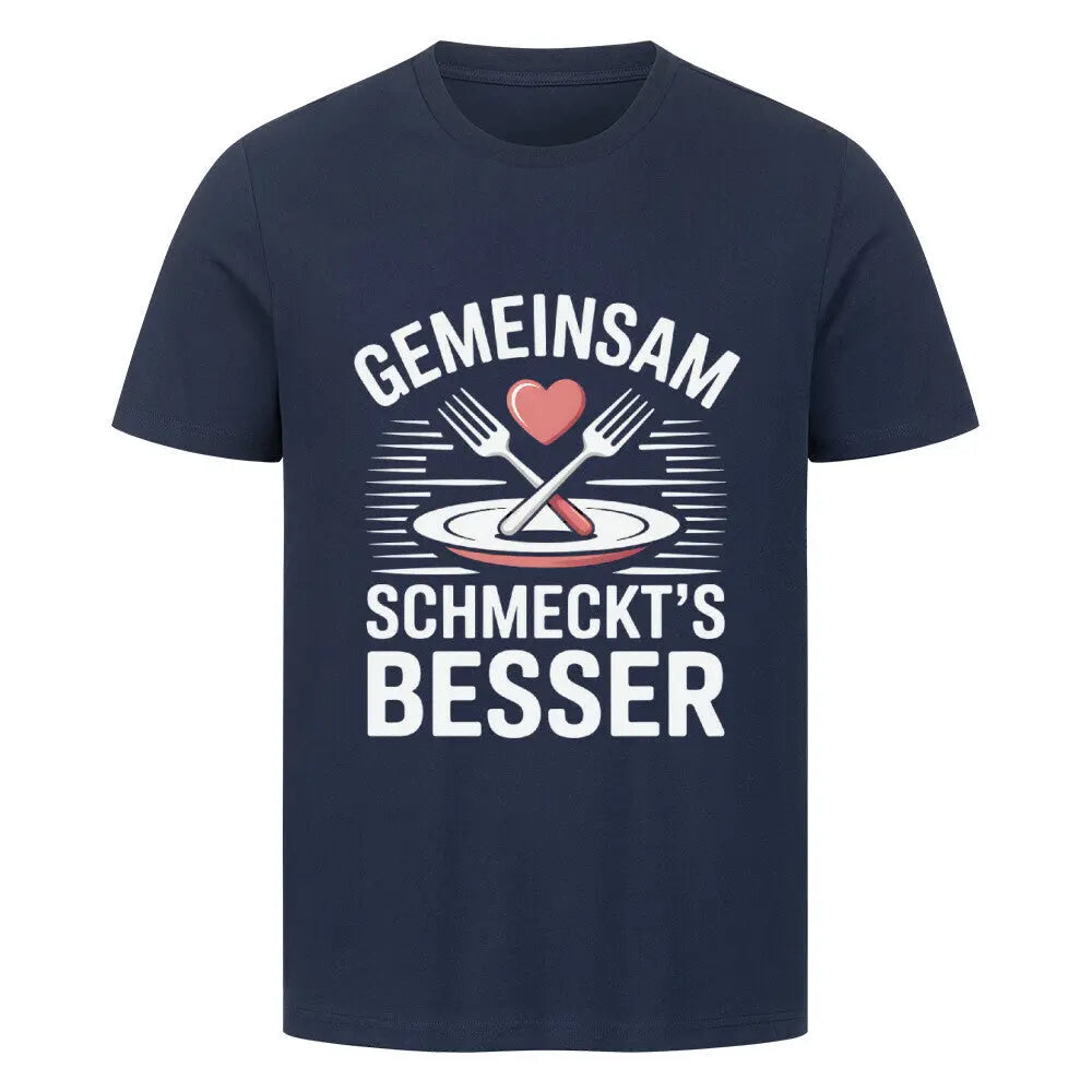 Gemeinsam schmeckt’s besser – Premium T-Shirt (BBQ & Lifestyle) – Motivdruck in French Navy