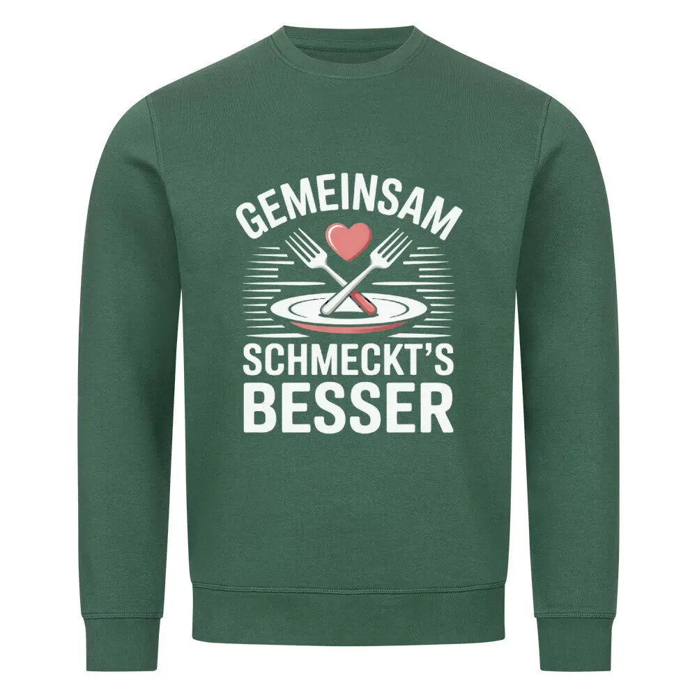 Gemeinsam schmeckt’s besser – Premium Sweatshirt (BBQ & Lifestyle) – Motivdruck in Varsity Green