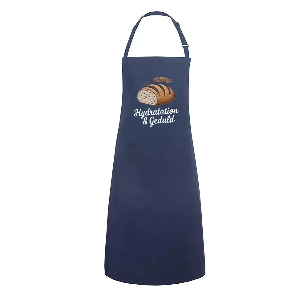 Hydratation & Geduld – Premium Backschürze für Bäcker & BBQ-Fans – Motivdruck in Navy