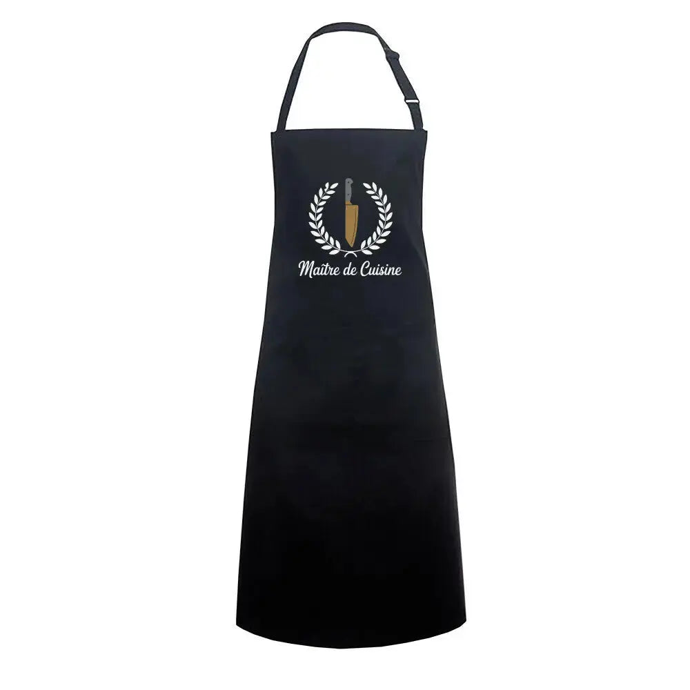 Maître de Cuisine – Premium Grillschürze für Grillmeister – Motivdruck in Schwarz