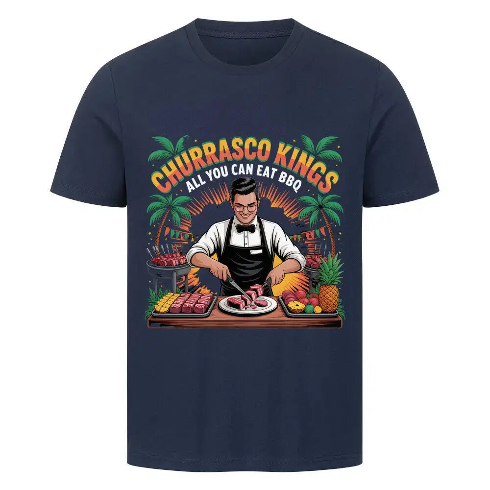 Churrasco Kings T-Shirt – All You Can Eat BBQ | Brasilianisches Rodízio Design – Motivdruck in French Navy