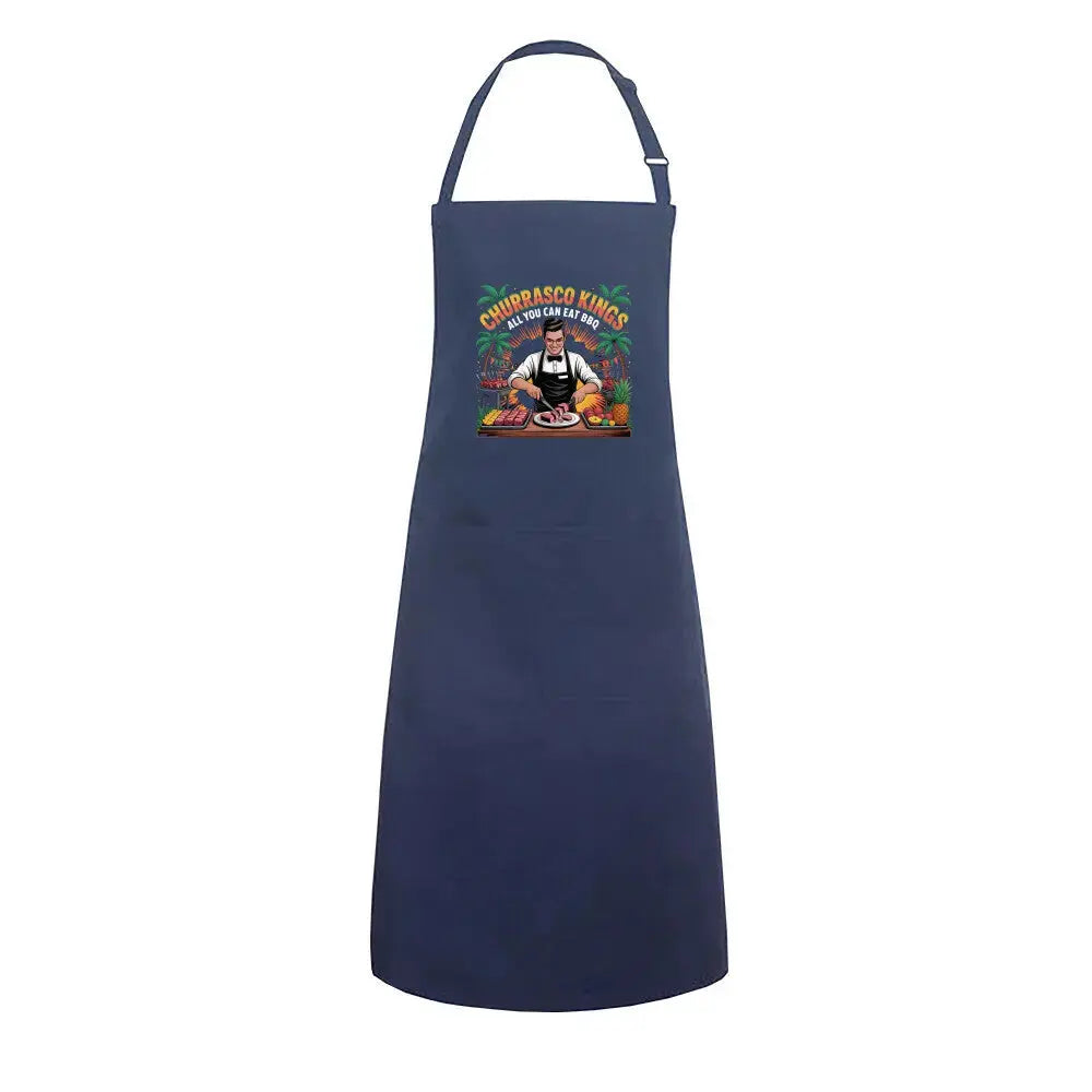 Churrasco Kings Grillschürze – All You Can Eat BBQ | Profi-Latzschürze – Motivdruck in Navy